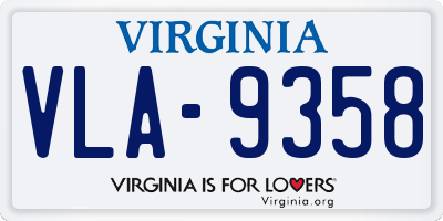 VA license plate VLA9358