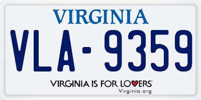 VA license plate VLA9359