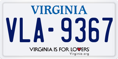 VA license plate VLA9367