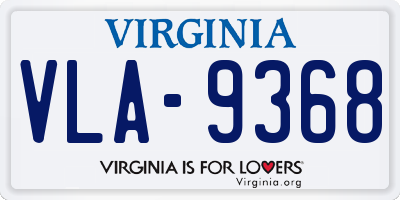 VA license plate VLA9368