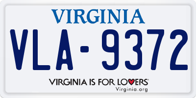 VA license plate VLA9372