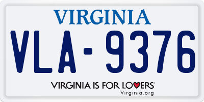 VA license plate VLA9376