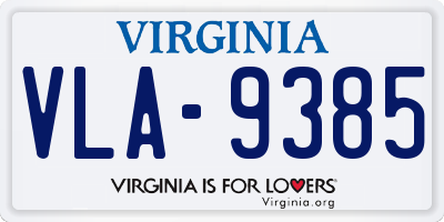 VA license plate VLA9385