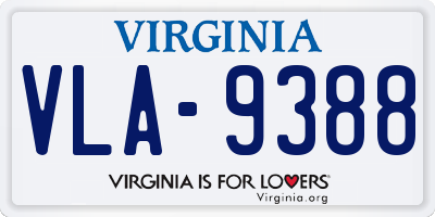 VA license plate VLA9388
