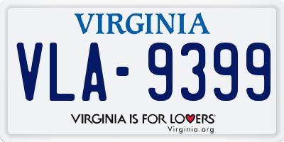 VA license plate VLA9399