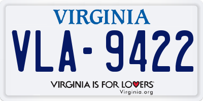 VA license plate VLA9422