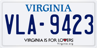 VA license plate VLA9423