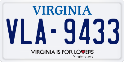 VA license plate VLA9433