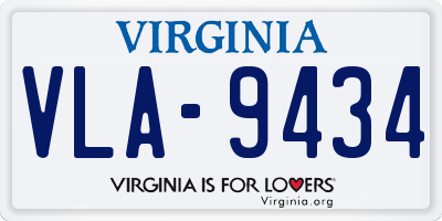 VA license plate VLA9434