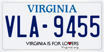 VA license plate VLA9455