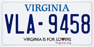 VA license plate VLA9458