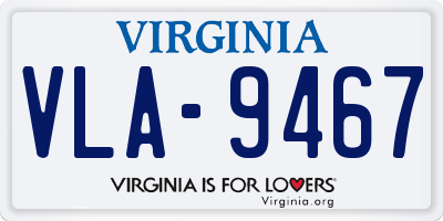 VA license plate VLA9467