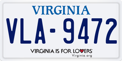 VA license plate VLA9472
