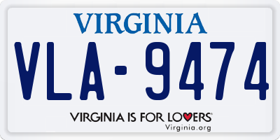 VA license plate VLA9474