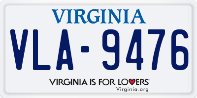VA license plate VLA9476