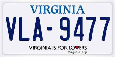 VA license plate VLA9477