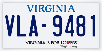 VA license plate VLA9481
