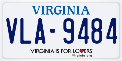 VA license plate VLA9484