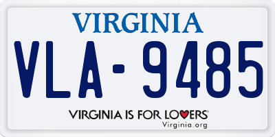 VA license plate VLA9485