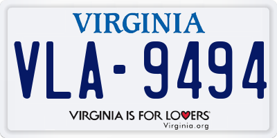 VA license plate VLA9494