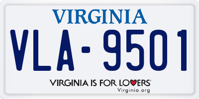 VA license plate VLA9501