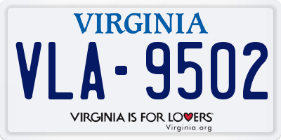 VA license plate VLA9502