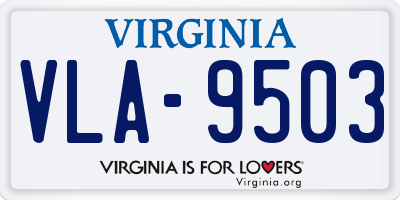VA license plate VLA9503