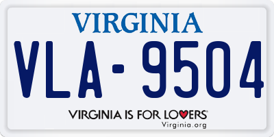VA license plate VLA9504