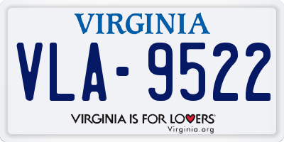 VA license plate VLA9522