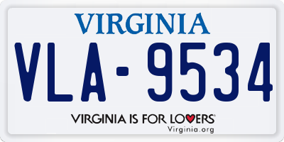 VA license plate VLA9534
