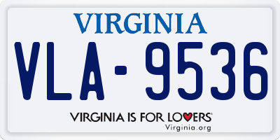 VA license plate VLA9536
