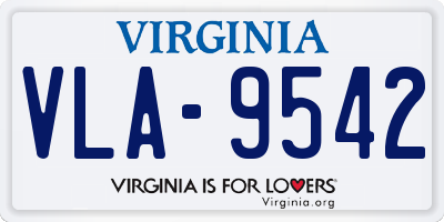 VA license plate VLA9542