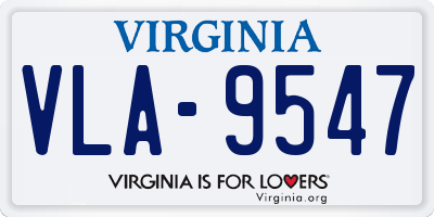 VA license plate VLA9547