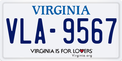 VA license plate VLA9567