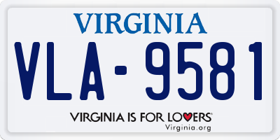 VA license plate VLA9581