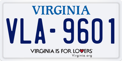 VA license plate VLA9601