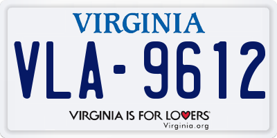 VA license plate VLA9612