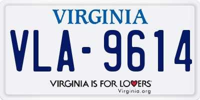 VA license plate VLA9614