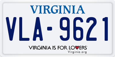 VA license plate VLA9621