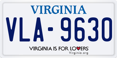 VA license plate VLA9630