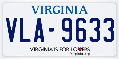 VA license plate VLA9633