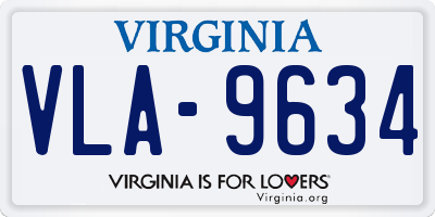 VA license plate VLA9634