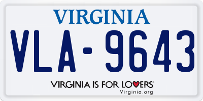 VA license plate VLA9643