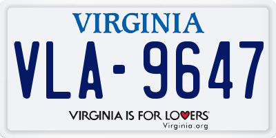 VA license plate VLA9647
