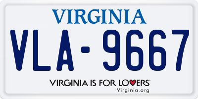 VA license plate VLA9667