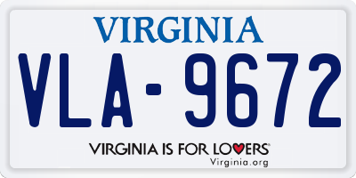 VA license plate VLA9672
