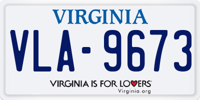 VA license plate VLA9673