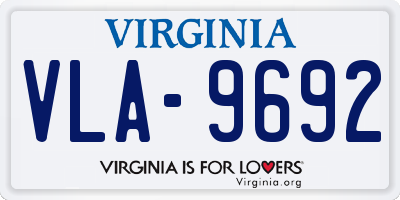 VA license plate VLA9692