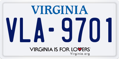VA license plate VLA9701