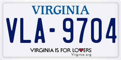 VA license plate VLA9704